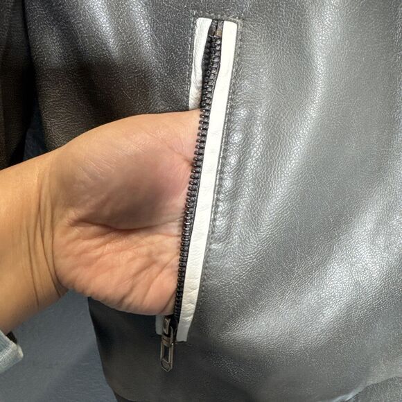 V.I.P. Collection Gray Mens Pleather Jacket Zip Up Size XL New With Tags - Picture 5 of 16